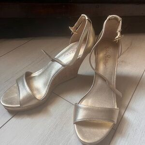 Lilly Pulitzer Gold Wedge Sandals